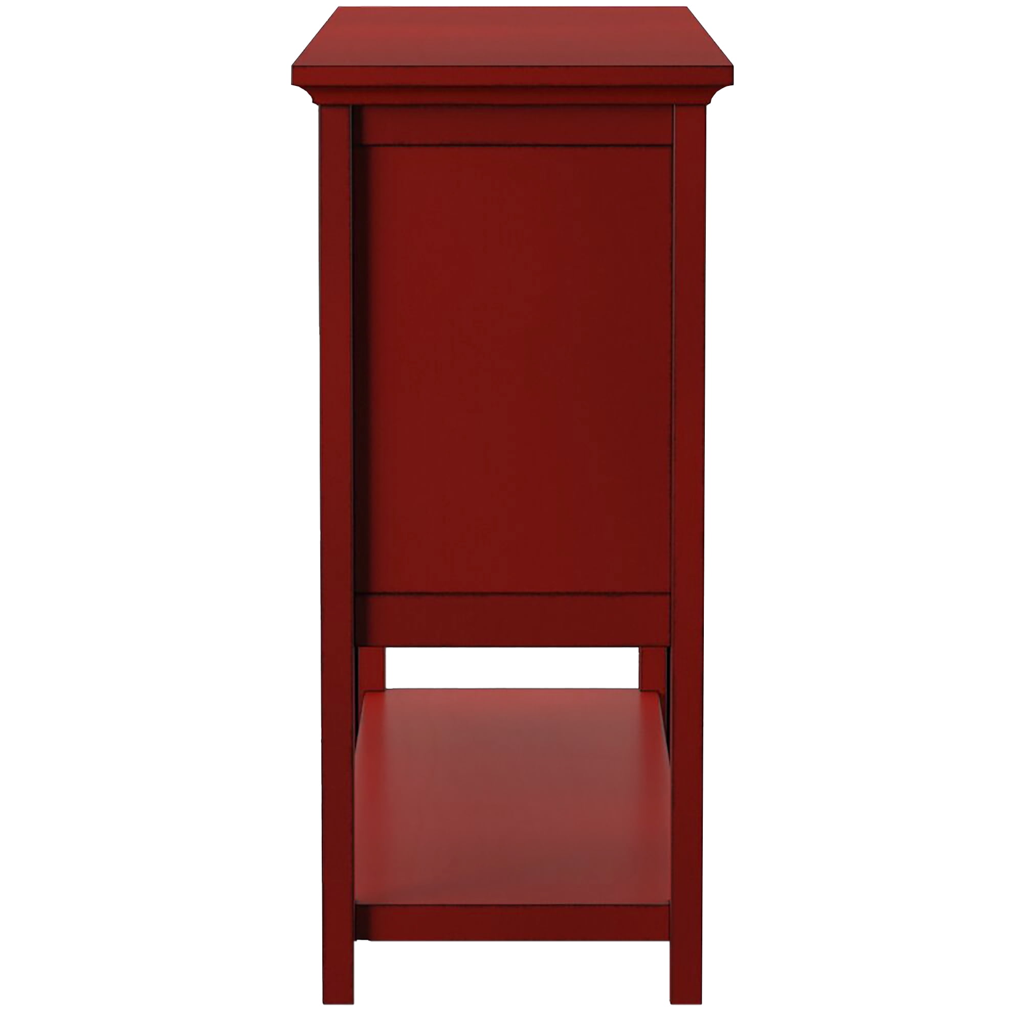 Walker Edison Modern 52" Glass Door Dining Buffet Table, Red