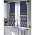 thumbnail image 5 of Boho Navy Blue Flower Sheer Curtains 54 Inch Length 2 Panels Set for Living Room/Bedroom, Abstract Bohemia Pesley Floral Kitchen Curtains Grommet Semi-Sheer Curtains Window Treatments 42"x54"x2, 5 of 7