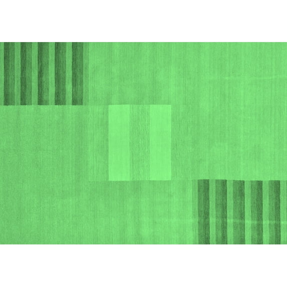 Ahgly Company Indoor Rectangle Abstract Emerald Green Modern Area Rugs, 5' x 8'