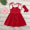 thumbnail image 2 of LEEy-world Cadeaux pour Bébé Fille Robe Évasée à Manches Courtes Bouffantes Col Carré, Rouge, 2 of 4