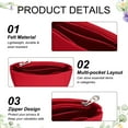 thumbnail image 3 of Inserto organizador de bolso Uxcell, organizador de mano de fieltro pequeño, almacenamiento de mini bolsa y forro interior con cremallera para mochila chic, tote y bolsas de hombro, rojo, 3 of 6