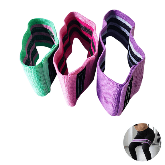 3 Pcs Resistance Band Set for Women & Men, 3.1 in / 8 cm Wide Anti-Slip Fabric Bands for Booty, Elastic Hip Resistance Bands for Squats, Legs, Butt Workout, with Carry Bag