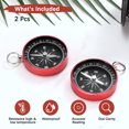 thumbnail image 4 of Pocket Compass [2PCS] - Survival Sports Navigation Compass with Key Ring for Hiking & Camping - [Rose Red], 4 of 6