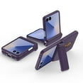 thumbnail image 5 of Allytechgroup Case for Samsung Galaxy Z Flip 7, Shockproof Rigid Plastic Flip Cover with Card Slot, Built-in Kickstand Anti-Scratch & Drop Protection Foldable Phone Accessory for Women Men, Darkpurple, 5 of 7
