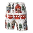 thumbnail image 4 of Susaid Christmas Houses Print Men's Swim Trunks Hawaiian Bathing Mesh Lining Suit Swimsuits Beach Shorts with Pockets-Medium, 4 of 6