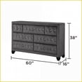 thumbnail image 4 of Dressers Modern 7-Drawer Crystal Tufted Velvet Dresser | Gray | Wood Blend, 4 of 5
