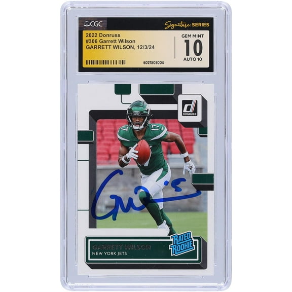 Garrett Wilson New York Jets Autographed 2022 Panini Donruss #306 CGC Fanatics Witnessed Authenticated 10/10 Rookie Card - Fanatics Authentic Certified