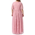 thumbnail image 3 of Agnes Orinda Women's Plus Size Guest Dress Ruffled Short Sleeves Mesh Embellishment Evening Gowns Formal Party Maxi Dresses with Belt 3X Light Pink, 3 of 6