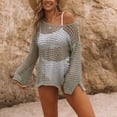 thumbnail image 4 of Pxiakgy Paréo pour Femmes Tricot de Beauté Manches Trompette Pull Ample Col Rond Creux pour Femmes Blanc + S, 4 of 8