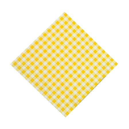 Yellow Gingham Napkins Fun Express - Yellow Gingham Luncheon Napkins (48pc) - Party Supplies - Print Tableware - Print Napkins - 48 Pieces ()