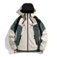 thumbnail image 2 of Mens Windbreaker Hooded Pocket Stand Up Collar Drawstring Color Blocking Long Sleeved Outdoor Jacket Khaki S Windbreakers for Men, 2 of 3