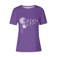 thumbnail image 4 of Tops de Ajuste Suelto para las Mujeres Sudadera Casual Impresa Manga Corta Cuello Redondo Superior, Poliéster, 4 of 5