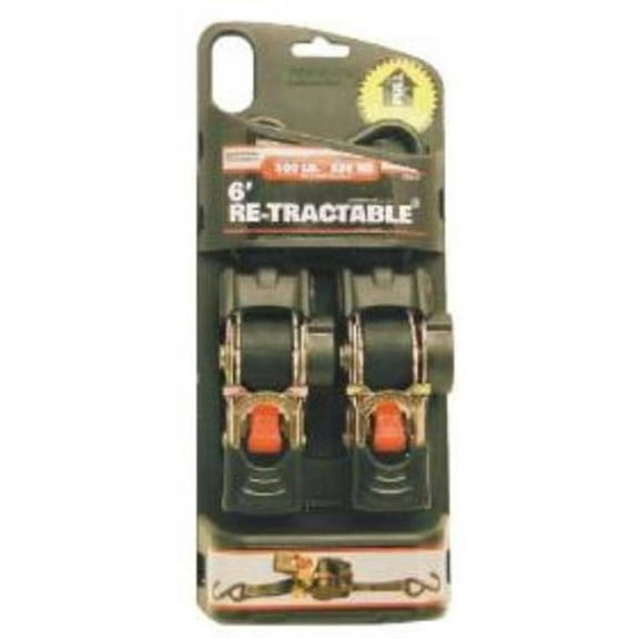 Erickson 34413 Retractable Ratchet Strap - 1in x 6ft - Black