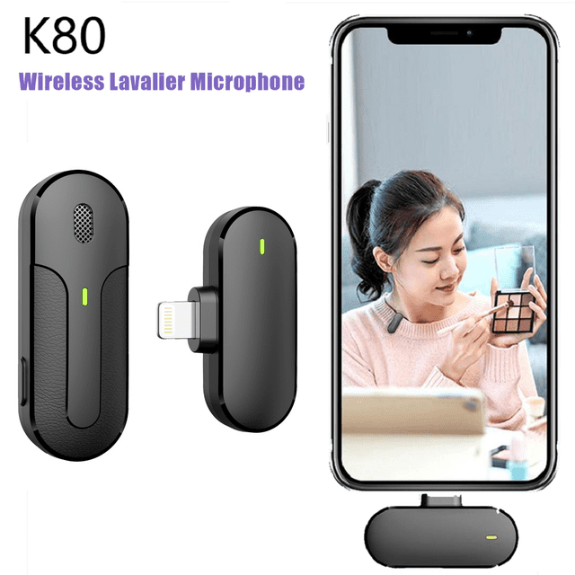CDLYDCA K80 Microphone Lavalier Sans Fil Réduction de Bruit pour iPhone/iPad Type-C Téléphone Android Youtuber Live Mini Micro