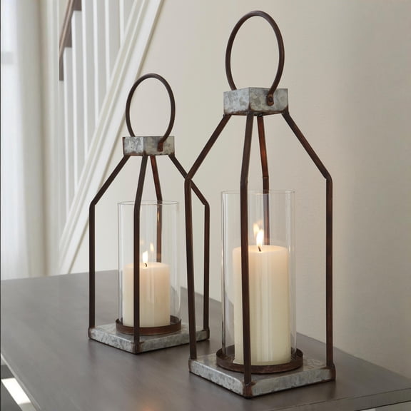 Signature Design by Ashley Casual Diedrick Lantern (Set of 2) Gray/Black