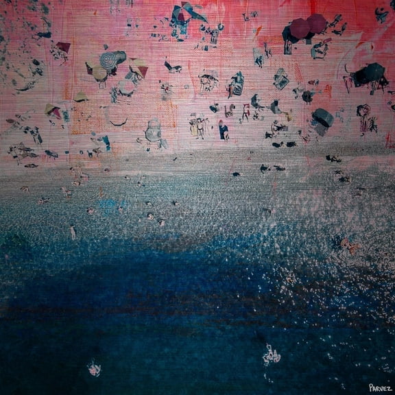 "Pink Sandy Beach" Painting Print on Brushed Aluminum