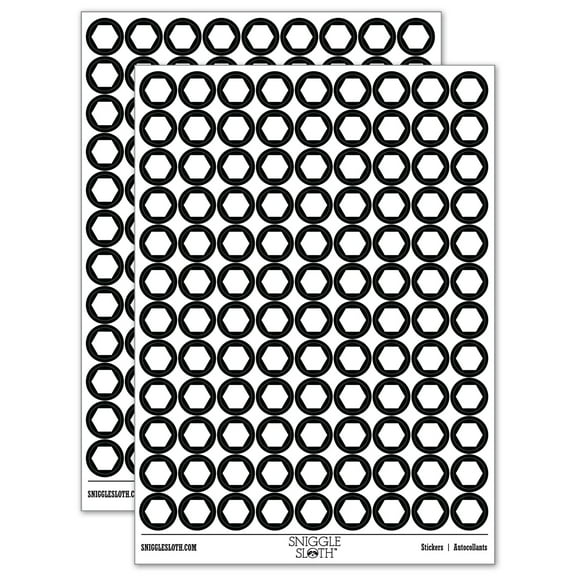 Hexagon Solid 200 Round Stickers - Black - Gloss Finish - 0.50" Size