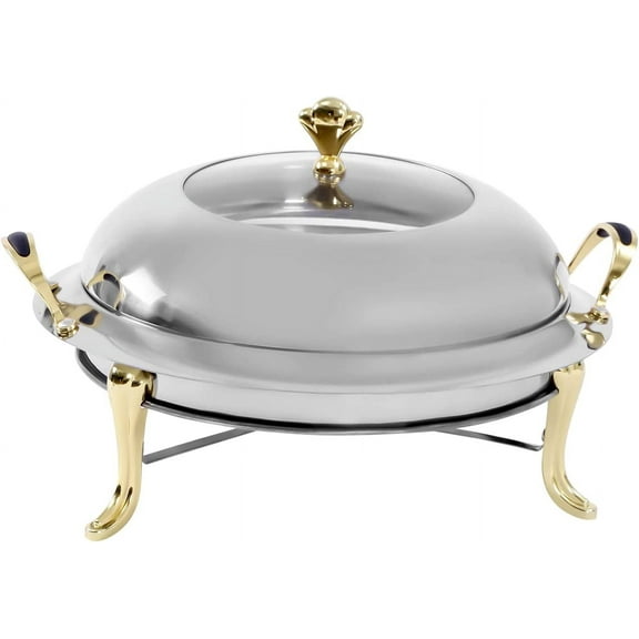 MONIPA Round Chafing Dish Stainless Steel Chafer Roll Top Chafer Catering Buffet Warmer Set for Home and Restaurant