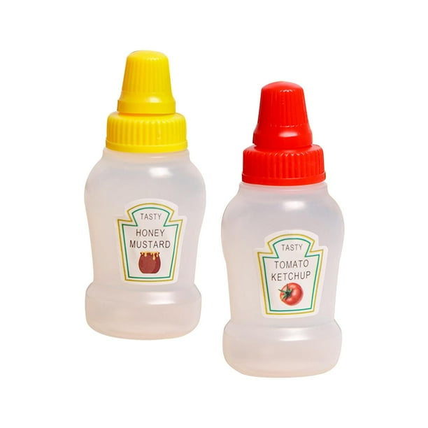 Mini botella de condimento vacía multifuncional con tapa Mini botella de ketchup de tomate salsa de tomate y ensalada