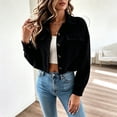 thumbnail image 7 of cocolona Cropped Jackets for Women Lapel Button Down Trendy Tops Casual Long Sleeve Fall Short Outerwear, 7 of 7