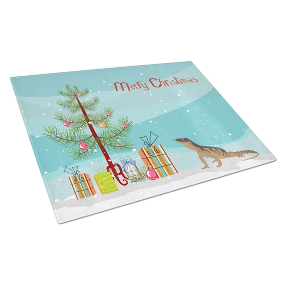 Caroline's Treasures CK4541LCB Monitor Lizard Merry Christmas Glass Cutting Board Large, 12H x 16W, multicolor