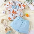 thumbnail image 2 of Baby Boy Clothes Set Short Sleeve Gentleman Button Down Shirts Easter Cartoon Shorts Toddler Boys Party Bow Tie Suit Blue,24M, 2 of 5