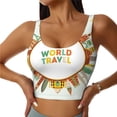 thumbnail image 2 of Uemuo World Travel3 Pattern Women's Sports Bra - High Impact Support, Breathable, and Comfortable Athletic Bra for Running, Yoga, and Workouts, 2 of 9