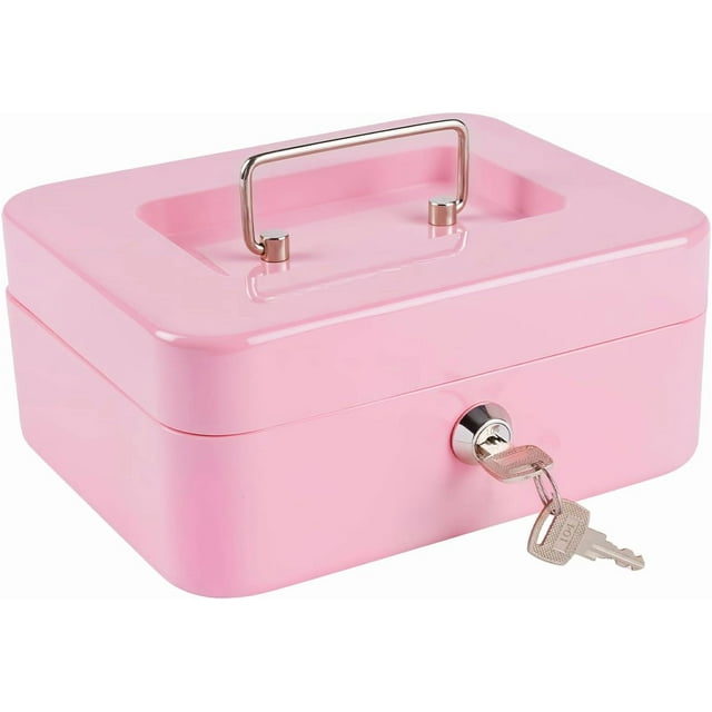 Cash Box with Money Tray and Lock Small Cash Box with Key Lock Box for Money x x es