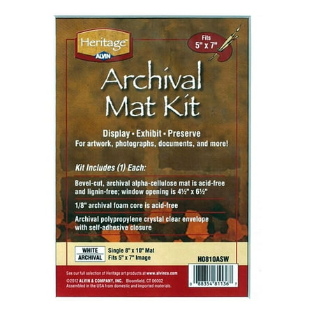 (Price/EA)Heritage H0810ASW 8" x 10" Pre-Cut Single Layer White Mat Kit