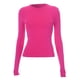 thumbnail image 2 of Gibobby Blusa Manga Larga Mujer Camiseta corta de manga larga con cuello redondo para mujer（Rosa， XS), 2 of 5