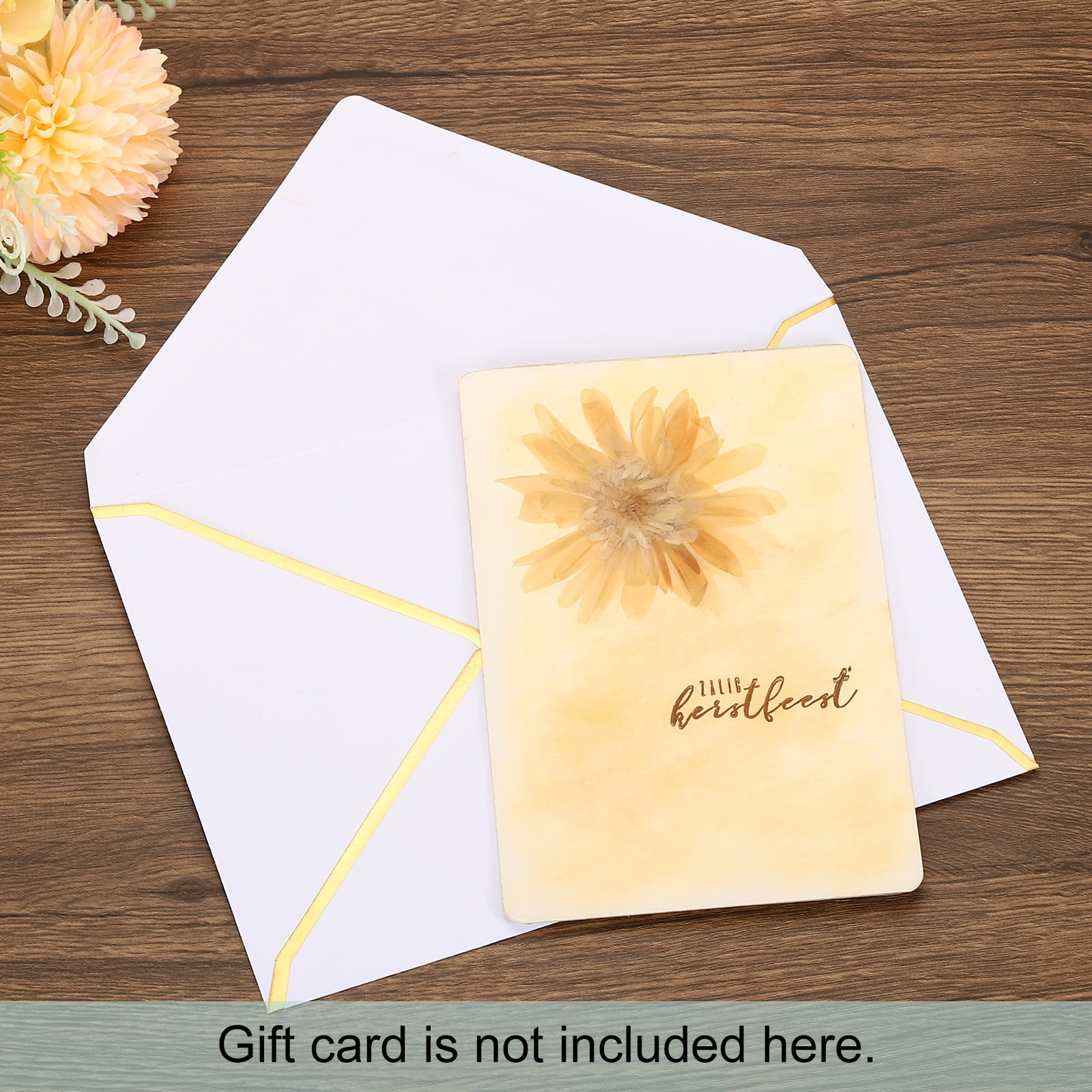 Unique Bargains A7 Envelopes Card V Flap Envelopes with Gold Border for Gift Cards White, Gold