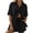 Black, variant on ShomPort Short Sets for Women Roll-Up Short Sleeve Top Shorts 2 Piece Summer Loose Lounge Vacation Outfits