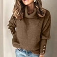 thumbnail image 2 of GBSYEWXS Sweaters For Women Daily Wear Comfortable Pullover Long Sleeve High Neck Solid Color Coffee Sweater, 2 of 8
