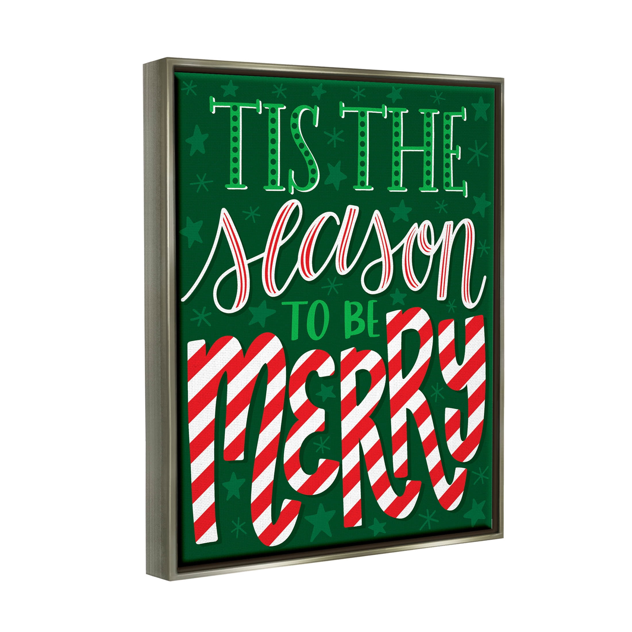 Tis The Season To Be Merry Patterned Holiday Graphic Art Luster Gray Framed Art Print Wall Art