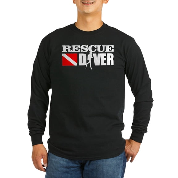 CafePress - Rescue Diver 3 (Blk) Long Sleeve T Shirt - Long Sleeve Dark T-Shirt
