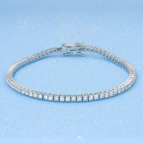AmaMary Sterling Silver Moissanite Tennis Bracelet for Women Girls, 18K White Gold Plated Luxury Jewelry, – Elegant Gift for Anniversary Birthday, Christmas, Valentine’s Day