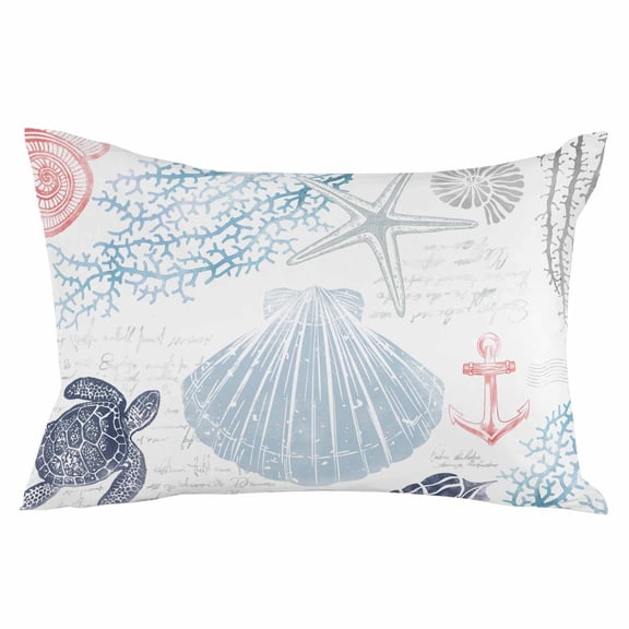 Beach Sea Turtle Ocean Coral Starfish Queen Size Pillow Cover, Pillowcase Protectors with Zipper, Breathable Decorative Throw Pillow Case Cover, Pillow Shams for Couch Sofa 20x30Inch