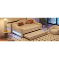 thumbnail image 6 of Full XL Daybed with LED & Trundle, Beige Linen Upholstery, Wood Frame for Bedroom. Modern design with adjustable LED lights, no box spring needed. Extra sleeping space., 6 of 18