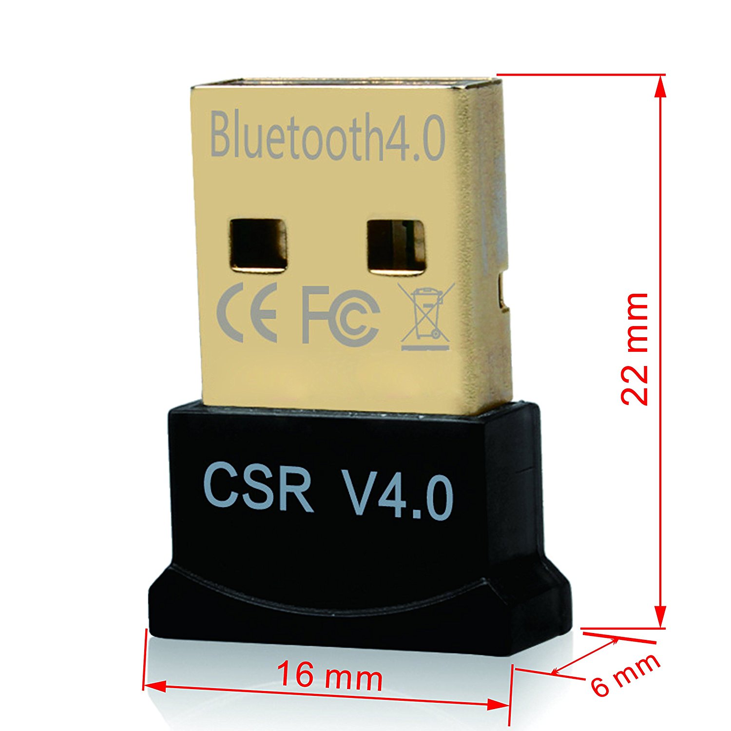 Bluetooth 4.0 USB Adapter Gold Plated Micro Dongle 33ft/10m Compatible with Windows 10,8.1/8,7,Vista, XP, 32/64 Bit for Desktop , Laptop, computers - image 3 of 8