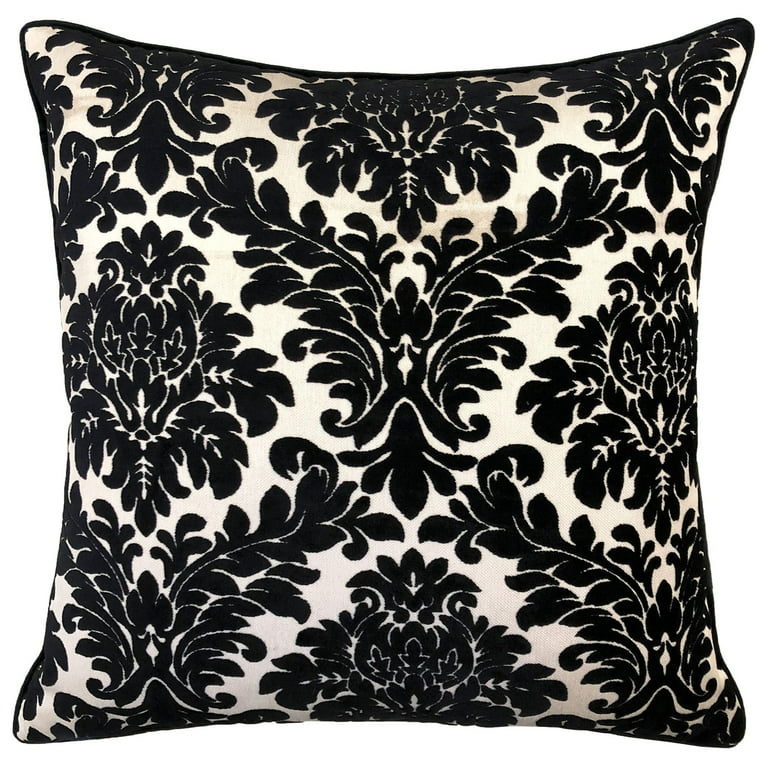 Rodeo Home Ladan Traditional Damask Accent Pillow | 18x18 | More Colors 18x18 / Navy