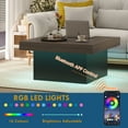 thumbnail image 4 of HOMCOM Square Coffee Table with LED Lights, 35-inch Center Table, Walnut, 4 of 10