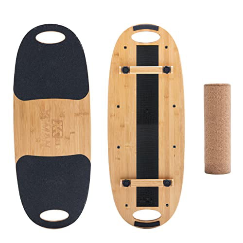 Surf Ski Snowboard Skateboard Hockey Home Gym Trainer Indoor Outdoor Fitness Core Equipment Yinguo Balance Board Trainer Training for Stability Exercise Wooden Wobble Board Workout with Roller 