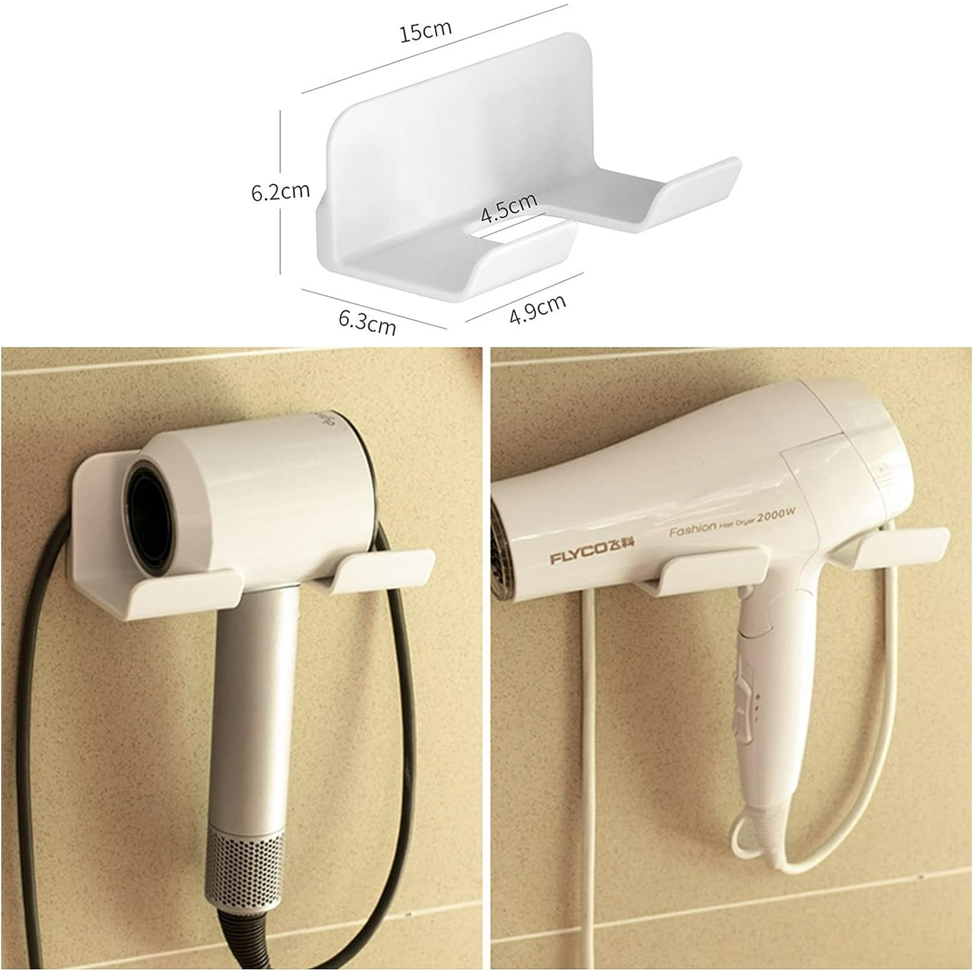 Universal Hair Dryer Holder Self Adhesive Wall Mount Stand for Most Brand Size Hair Blow Dryer Hair Dryer Organizer Rack with Plug Wire Hook for Bathroom Walmart