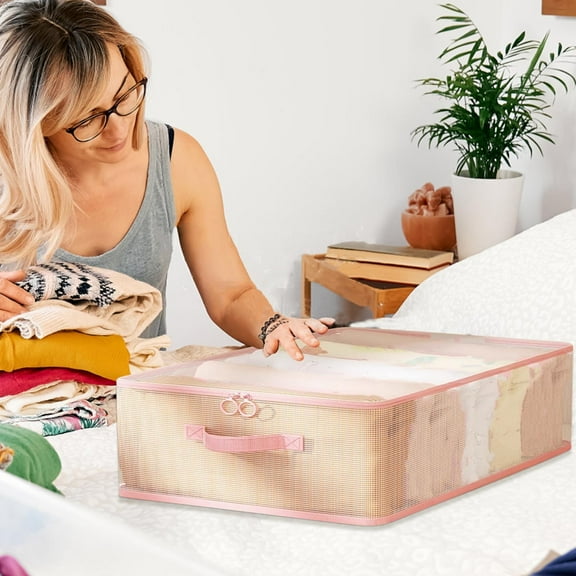 Foldable Storage Bag under $5! Xqxayjr Foldable Storage Bag with Partitions, Multi-Layer Drawer Organizer for Clothes, Clear PVC Wardrobe Storage Box for Underwear Sweaters Seasonal Clothing