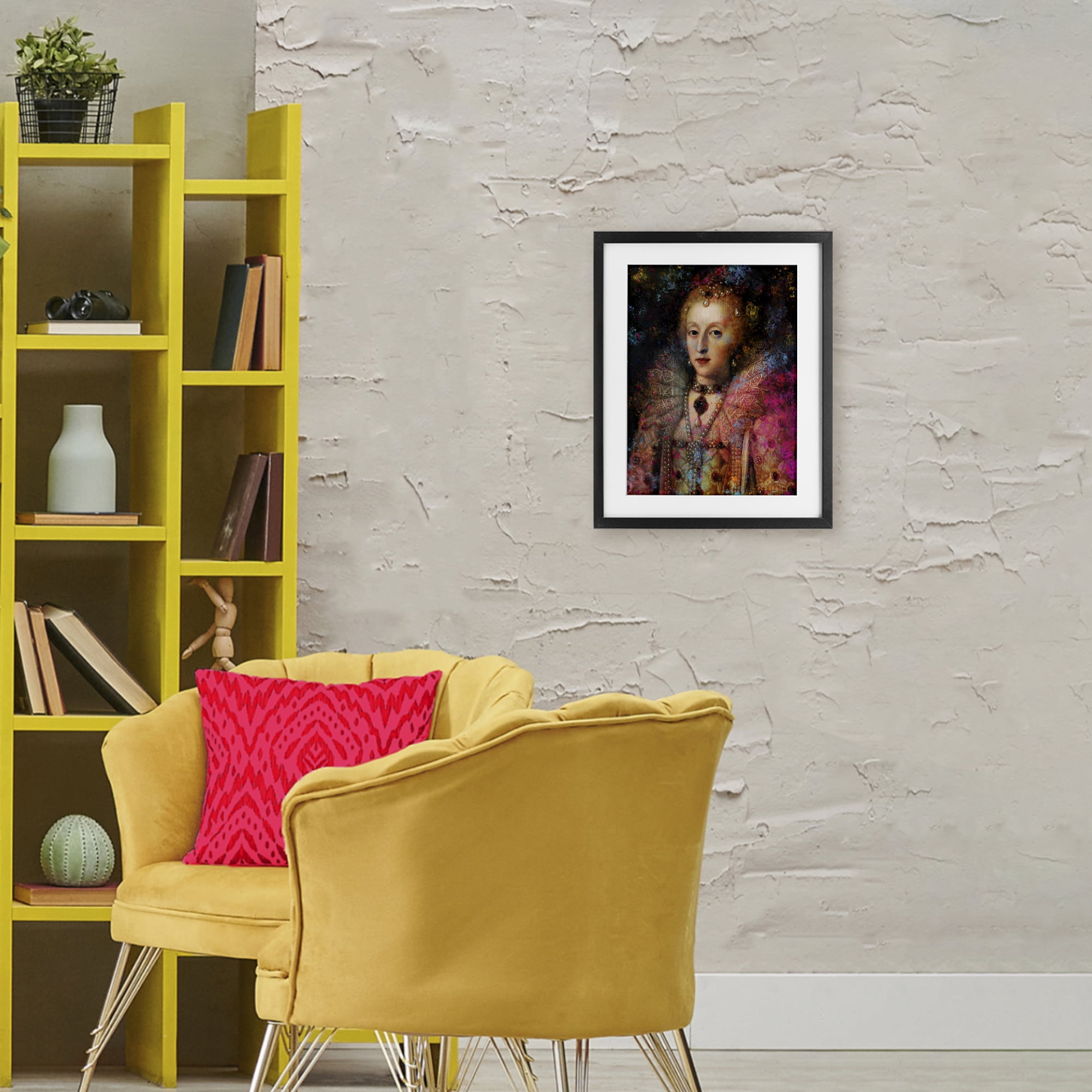 Stupell Industries Dappled Royalty Renaissance Portrait Black Framed Print Under Glass, design by Sarah Adams