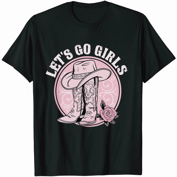 Cowboy Hat Disco Ball Let's Go Girls Western Cowgirls T-Shirt