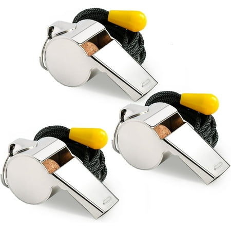 LQQBOX 3 Pcs Whistle, Stainless Steel Sports Whistles with Lanyard, Loud Crisp Sound Whistles Great for Coaches, Referees, and Officials