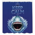 thumbnail image 3 of Ambesonne Dark Blue Shower Curtain, Wild Shark Hunter, 69"Wx84"L, White and Blue, 3 of 5