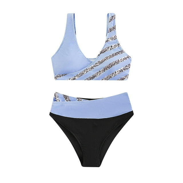 Ketyyh-chn99 Womens Tankini Bathing Suits Tankini 2024 Womens High Waisted Tankini Set Tie Knot High Rise Two Piece Swimsuits Bathing Suits Light Blue,S