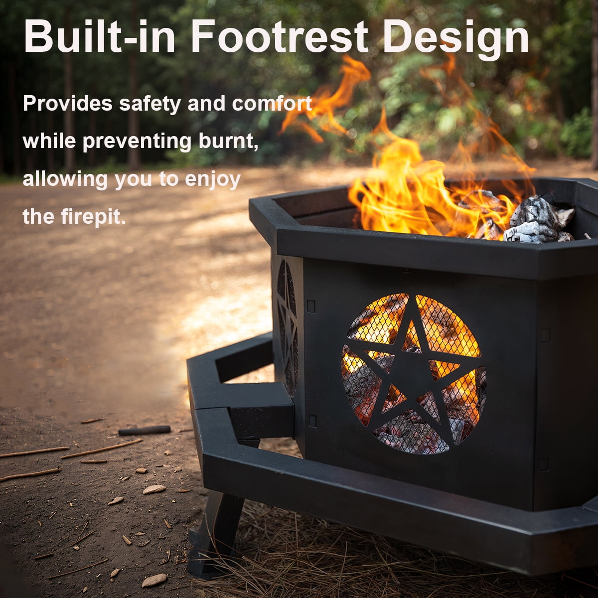 MistMo 35 inch Fire Pit, Outdoor Fire Pit Wood Burning Fire Pits with Cooking Grill
